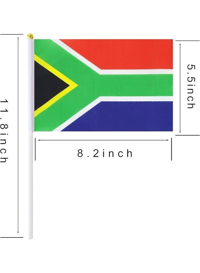 علم جنوب أفريقيا الوطني حجم A5 يدوي مع عصا – قماش متعدد الألوان – عبوة 5 قطع - Image 3
